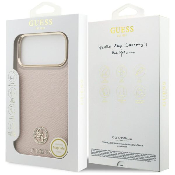 Guess Grained Strass Logo MagSafe case for iPhone 17 Pro Max - pinkeng