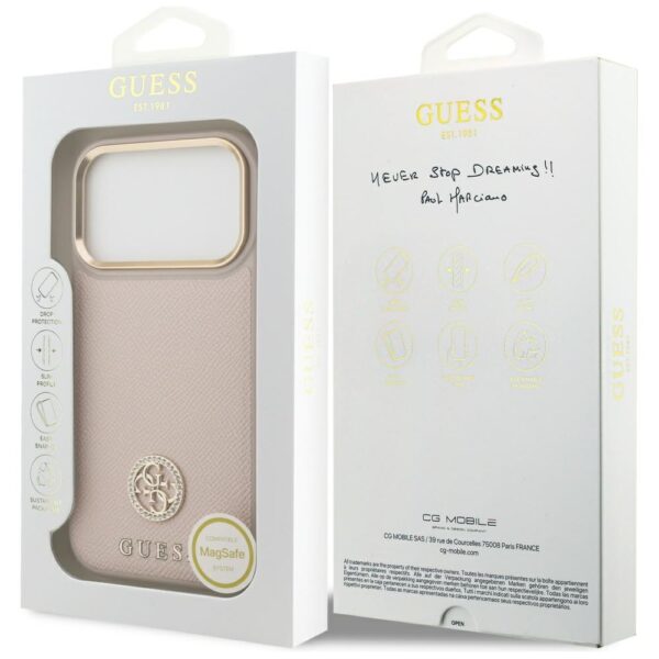 Guess Grained Strass Logo MagSafe case for iPhone 17 Pro - pinkeng