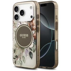 Guess IML Flower & Tonal Circle MagSafe case for iPhone 17 Pro - browneng