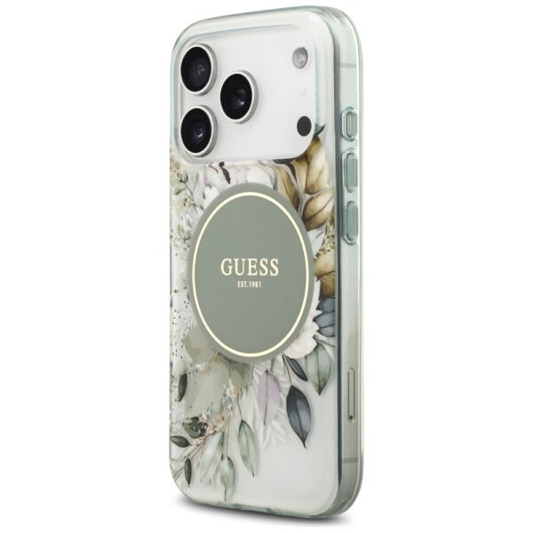 Guess IML Flower & Tonal Circle MagSafe case for iPhone 17 Pro - greeneng
