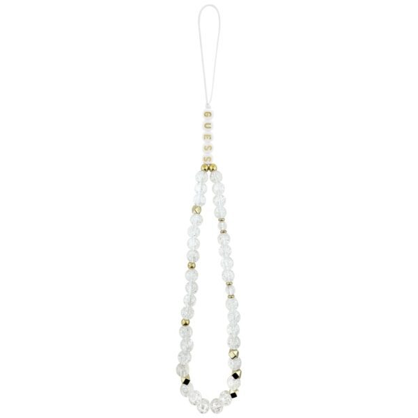 Guess IML Flowers Electro Pearl Strap MagSafe case for iPhone 17 - whiteeng