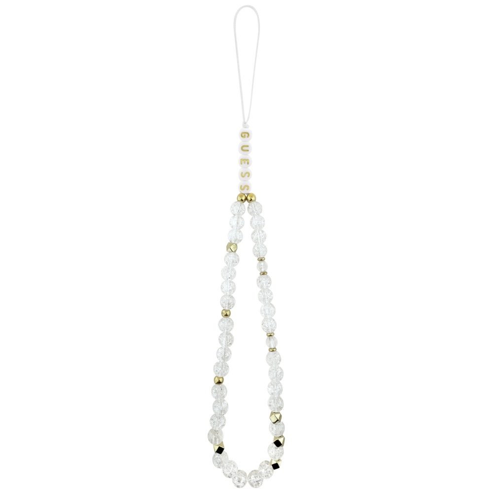 Guess IML Flowers Electro Pearl Strap MagSafe case for iPhone 17 - whiteeng