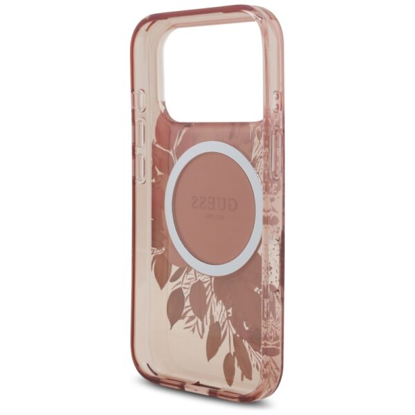 Guess IML Flowers Pearl Strap MagSafe Case for iPhone 17 Pro - Pinkeng