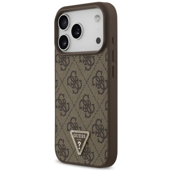 Guess Leather 4G Triangle Strass MagSafe Case for iPhone 17 Pro - Browneng