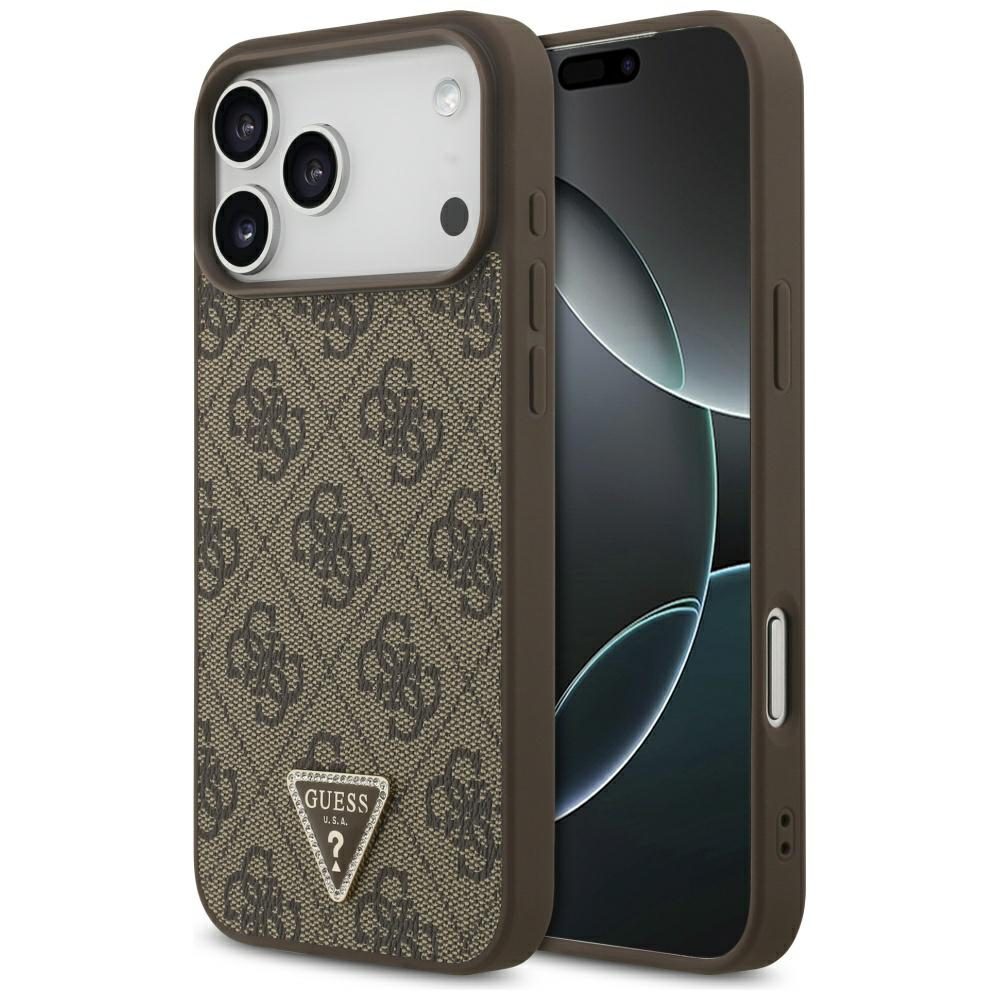 200871_1 Guess Leather 4G Triangle Strass MagSafe Case for iPhone 17 Pro Max - Browneng