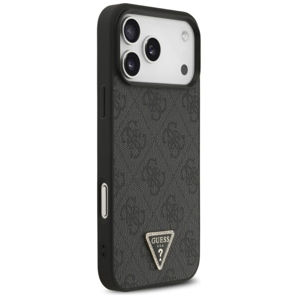 Guess Leather 4G Triangle Strass MagSafe Case for iPhone 17 Pro Max - Blackeng