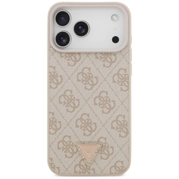 Guess Leather 4G Triangle Strass MagSafe Case for iPhone 17 Pro Max - Pinkeng