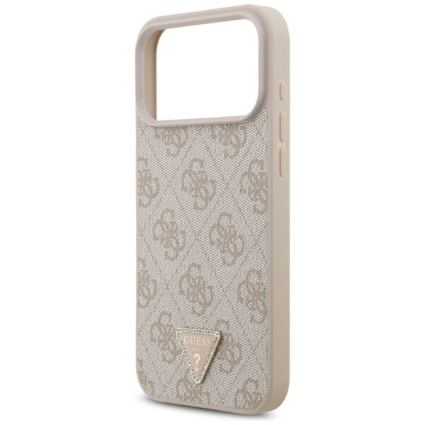 Guess Leather 4G Triangle Strass MagSafe Case for iPhone 17 Pro Max - Pinkeng