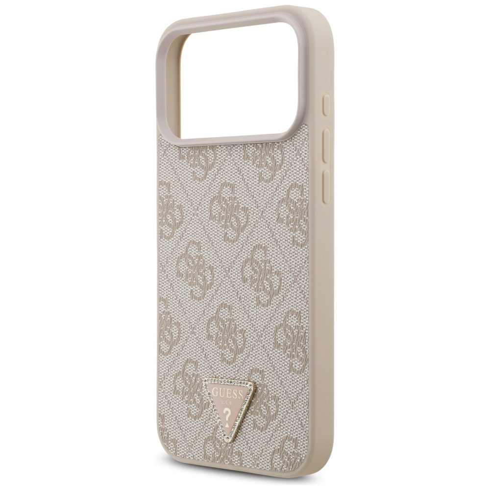 Guess Leather 4G Triangle Strass MagSafe Case for iPhone 17 Pro Max - Pinkeng