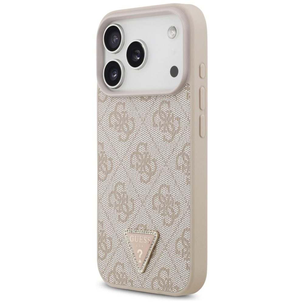 Guess Leather 4G Triangle Strass MagSafe Case for iPhone 17 Pro - Pinkeng
