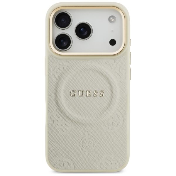 200879_3 Guess Peony Hot Stamp MagSafe Case for iPhone 17 Pro - Beigeeng