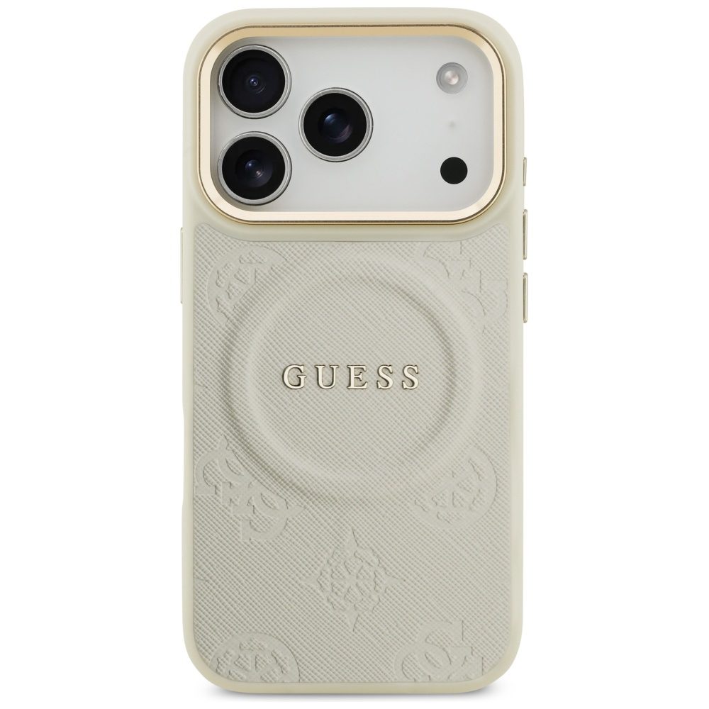 200879_3 Guess Peony Hot Stamp MagSafe Case for iPhone 17 Pro - Beigeeng