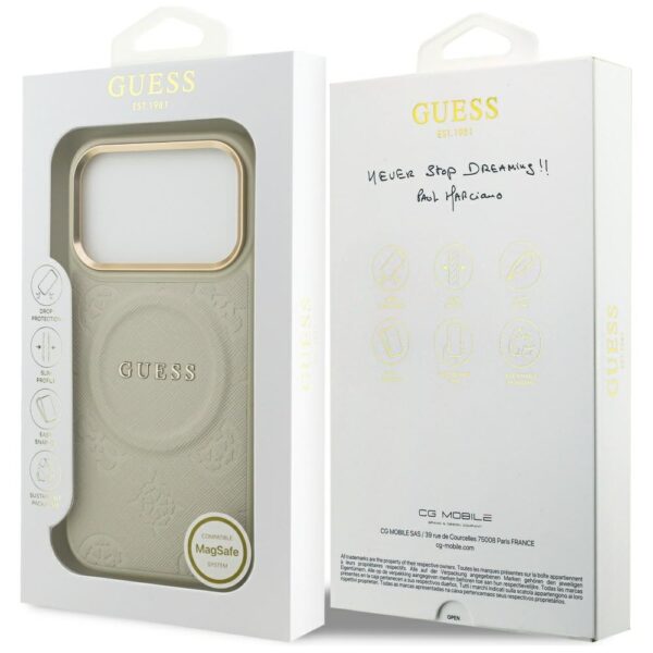 200879_8 Guess Peony Hot Stamp MagSafe Case for iPhone 17 Pro - Beigeeng