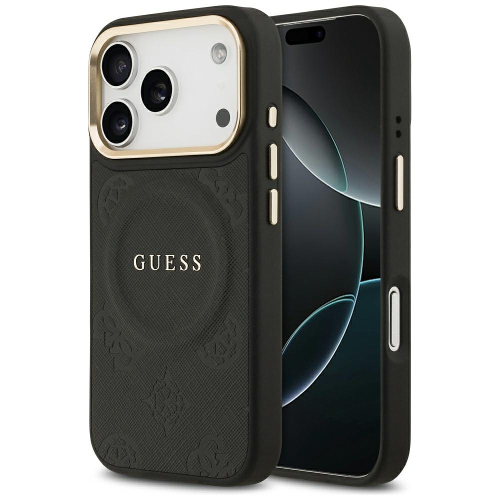 Guess Peony Hot Stamp MagSafe Case for iPhone 17 Pro - Blackeng