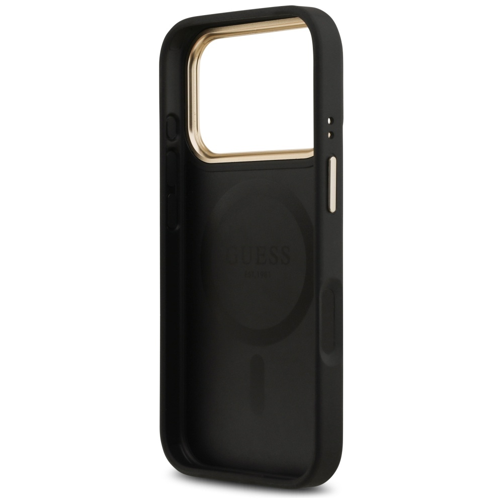 Guess Peony Hot Stamp MagSafe Case for iPhone 17 Pro - Blackeng