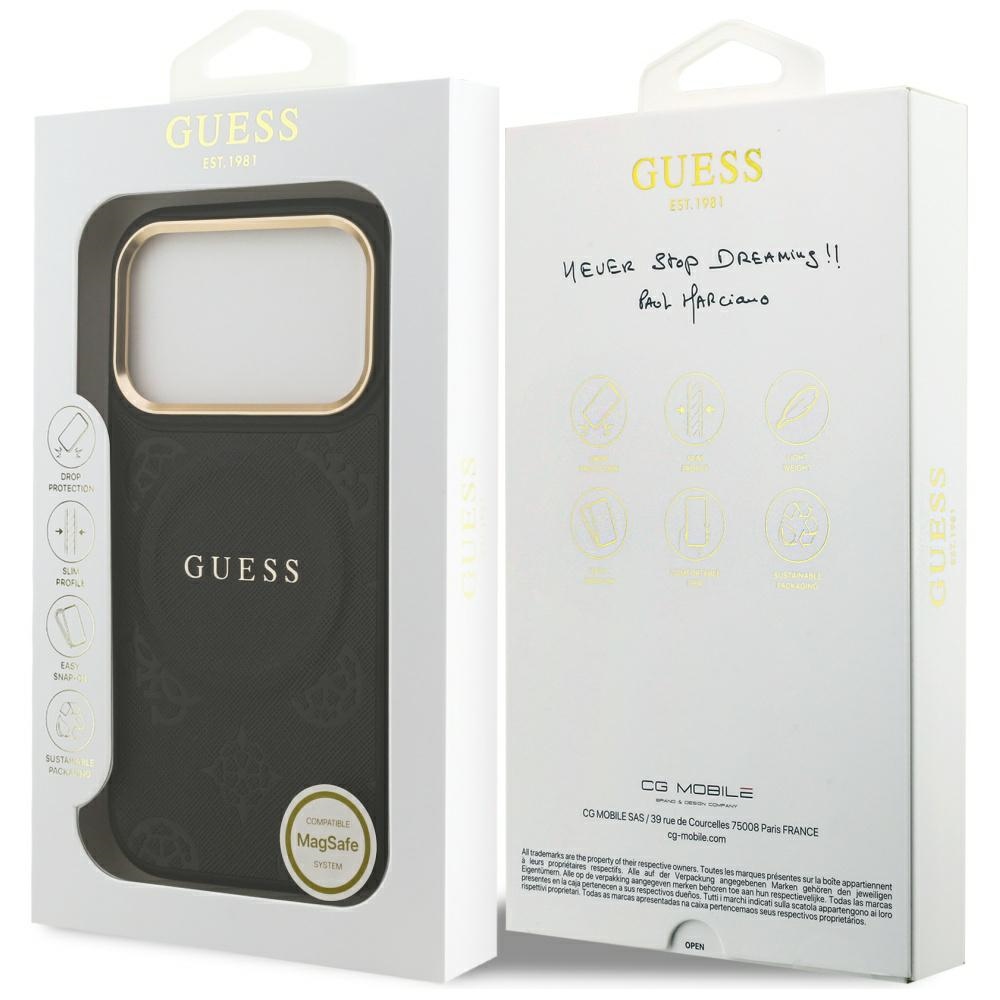 Guess Peony Hot Stamp MagSafe Case for iPhone 17 Pro - Blackeng