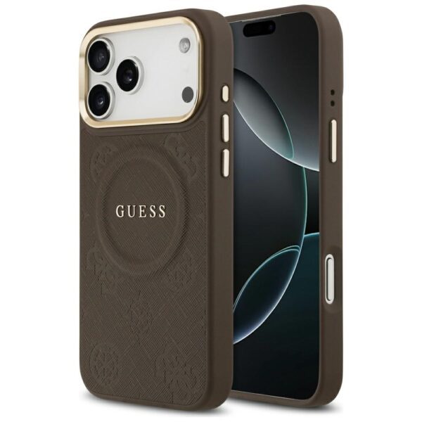 Guess Peony Hot Stamp MagSafe Case for iPhone 17 Pro Max - Browneng