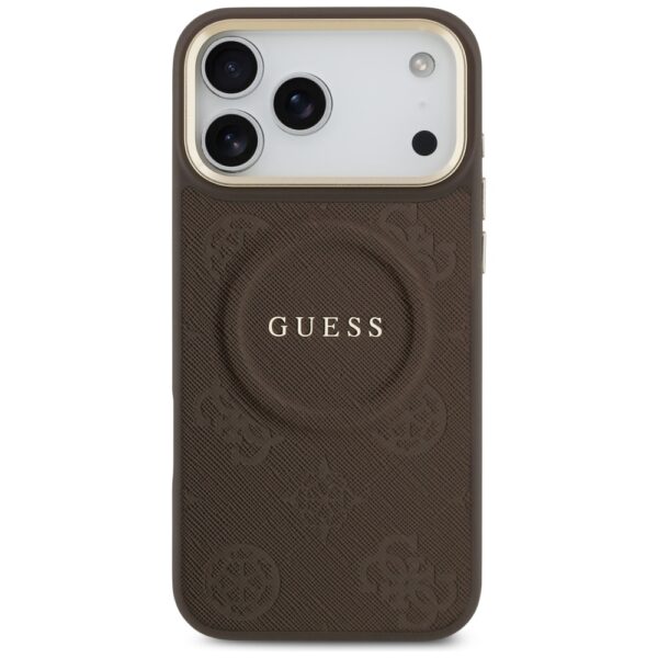 Guess Peony Hot Stamp MagSafe Case for iPhone 17 Pro Max - Browneng