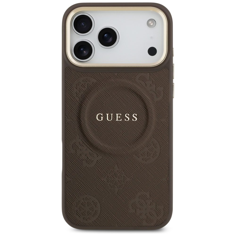 Guess Peony Hot Stamp MagSafe Case for iPhone 17 Pro Max - Browneng