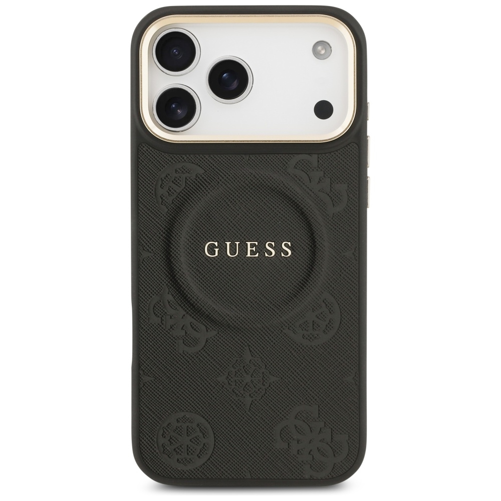 Guess Peony Hot Stamp MagSafe Case for iPhone 17 Pro Max - Blackeng
