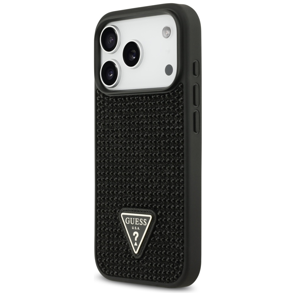 Guess Rhinestone Triangle Logo Case for iPhone 17 Pro - Blackeng
