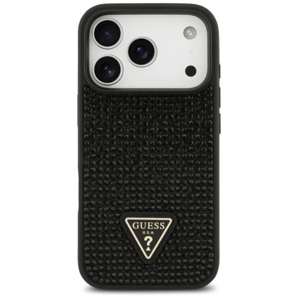 Guess Rhinestone Triangle Logo Case for iPhone 17 Pro - Blackeng