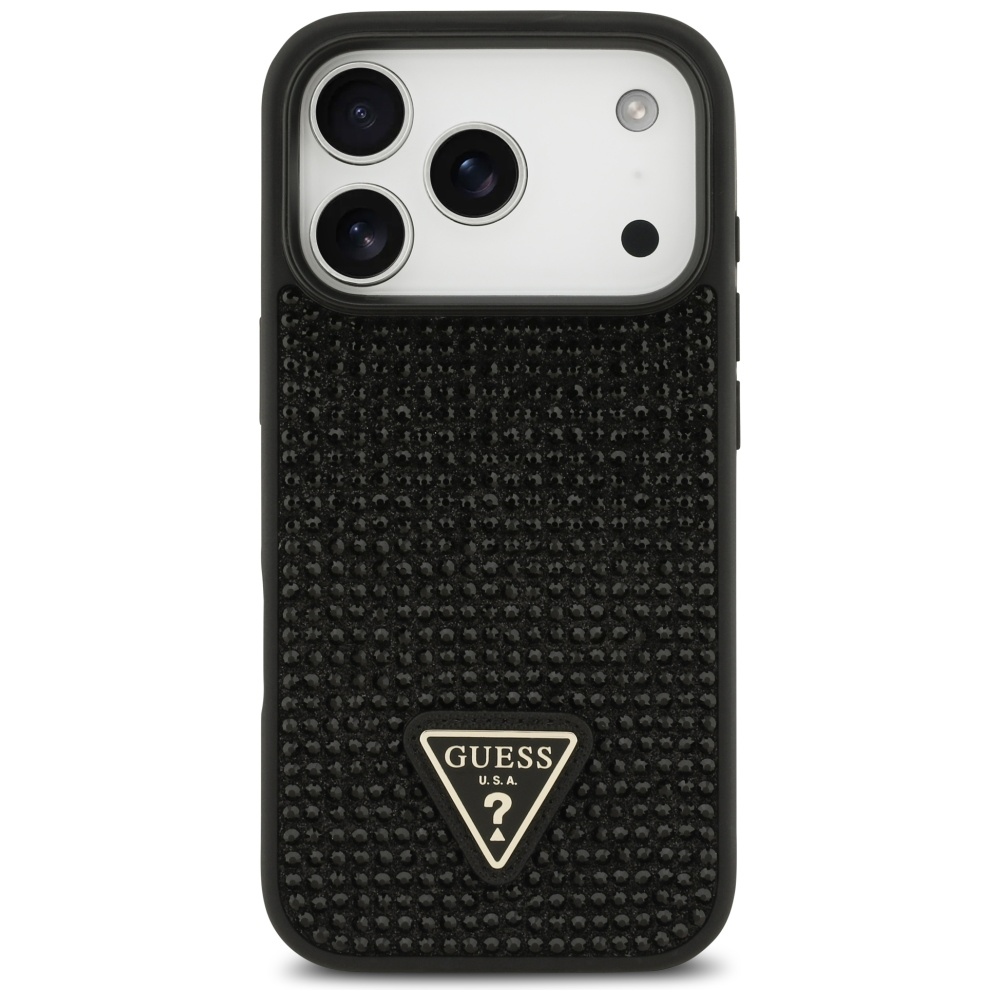 Guess Rhinestone Triangle Logo Case for iPhone 17 Pro - Blackeng