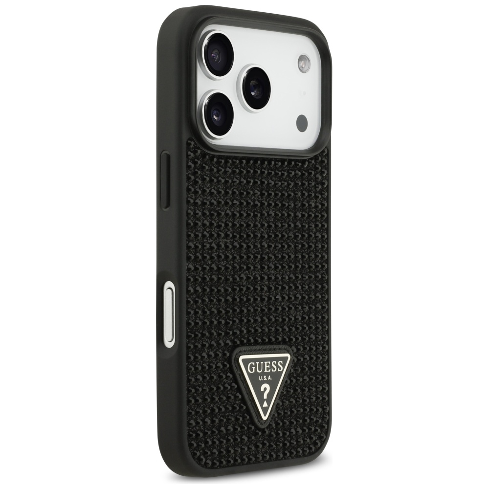 Guess Rhinestone Triangle Logo Case for iPhone 17 Pro - Blackeng