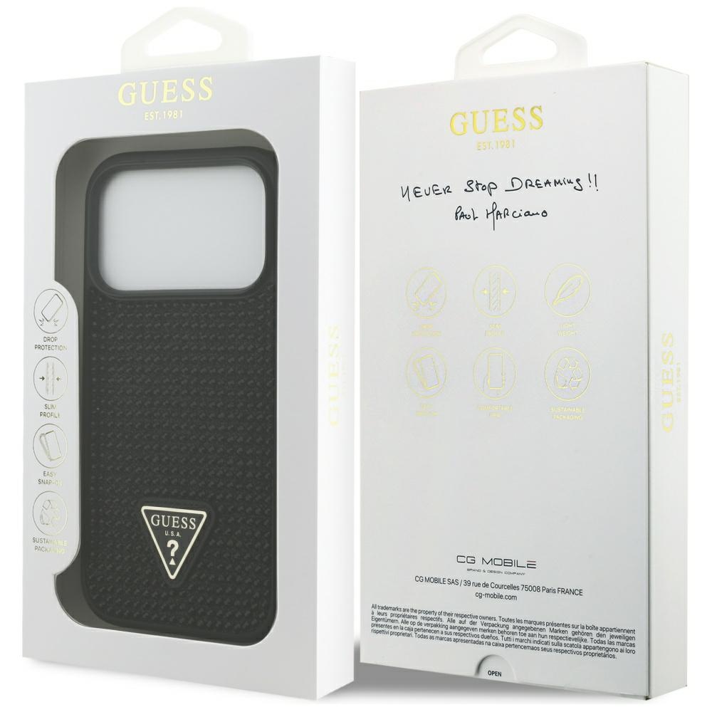 Guess Rhinestone Triangle Logo Case for iPhone 17 Pro - Blackeng
