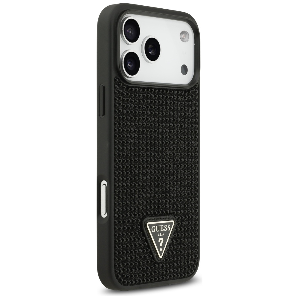 Guess Rhinestone Triangle Logo Case for iPhone 17 Pro Max - Blackeng