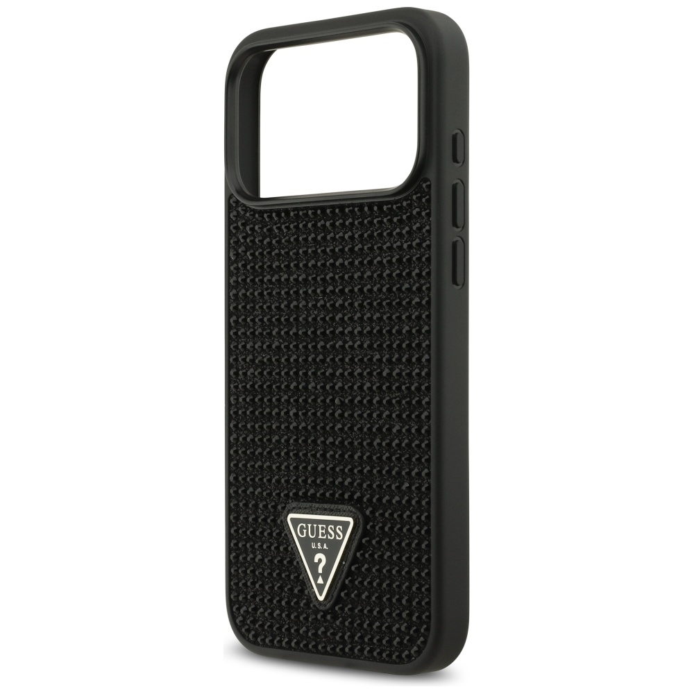 Guess Rhinestone Triangle Logo Case for iPhone 17 Pro Max - Blackeng
