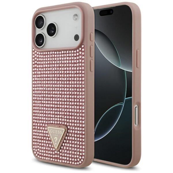 200891_1 Guess Rhinestone Triangle Logo Case for iPhone 17 Pro Max - Pinkeng