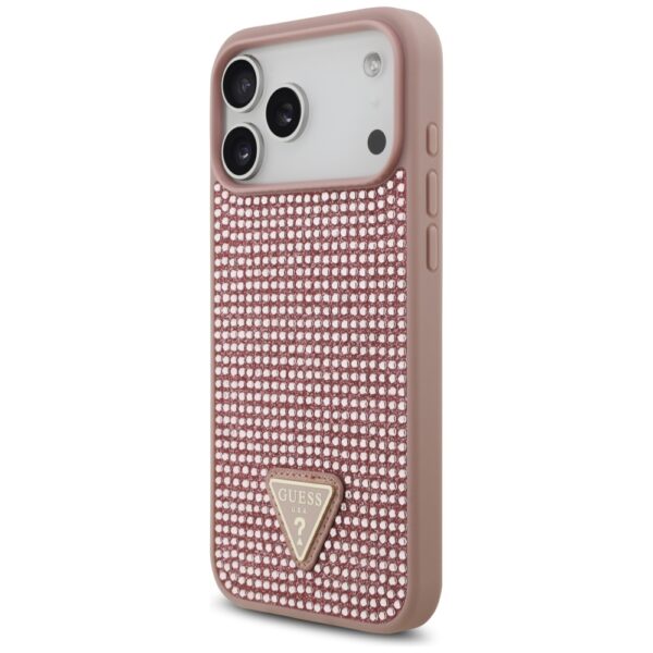 200891_2 Guess Rhinestone Triangle Logo Case for iPhone 17 Pro Max - Pinkeng