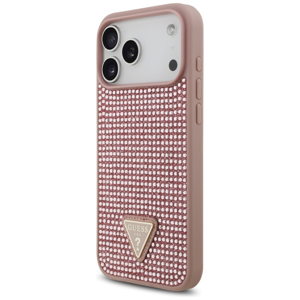 200891_2 Guess Rhinestone Triangle Logo Case for iPhone 17 Pro Max - Pinkeng