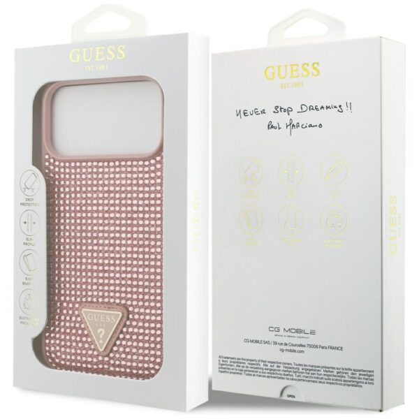 200891_8 Guess Rhinestone Triangle Logo Case for iPhone 17 Pro Max - Pinkeng