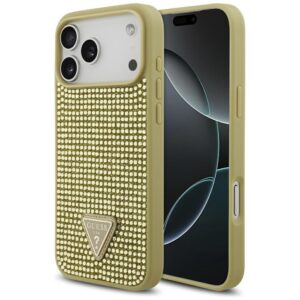 Guess Rhinestone Triangle Logo Case for iPhone 17 Pro Max - Goldeng