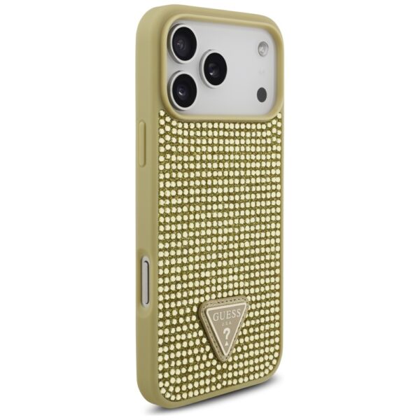 200892_4 Guess Rhinestone Triangle Logo Case for iPhone 17 Pro Max - Goldeng