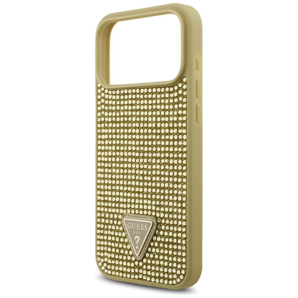 200892_6 Guess Rhinestone Triangle Logo Case for iPhone 17 Pro Max - Goldeng