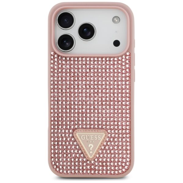200893_3 Guess Rhinestone Triangle Logo iPhone 17 Pro Case - Pinkeng