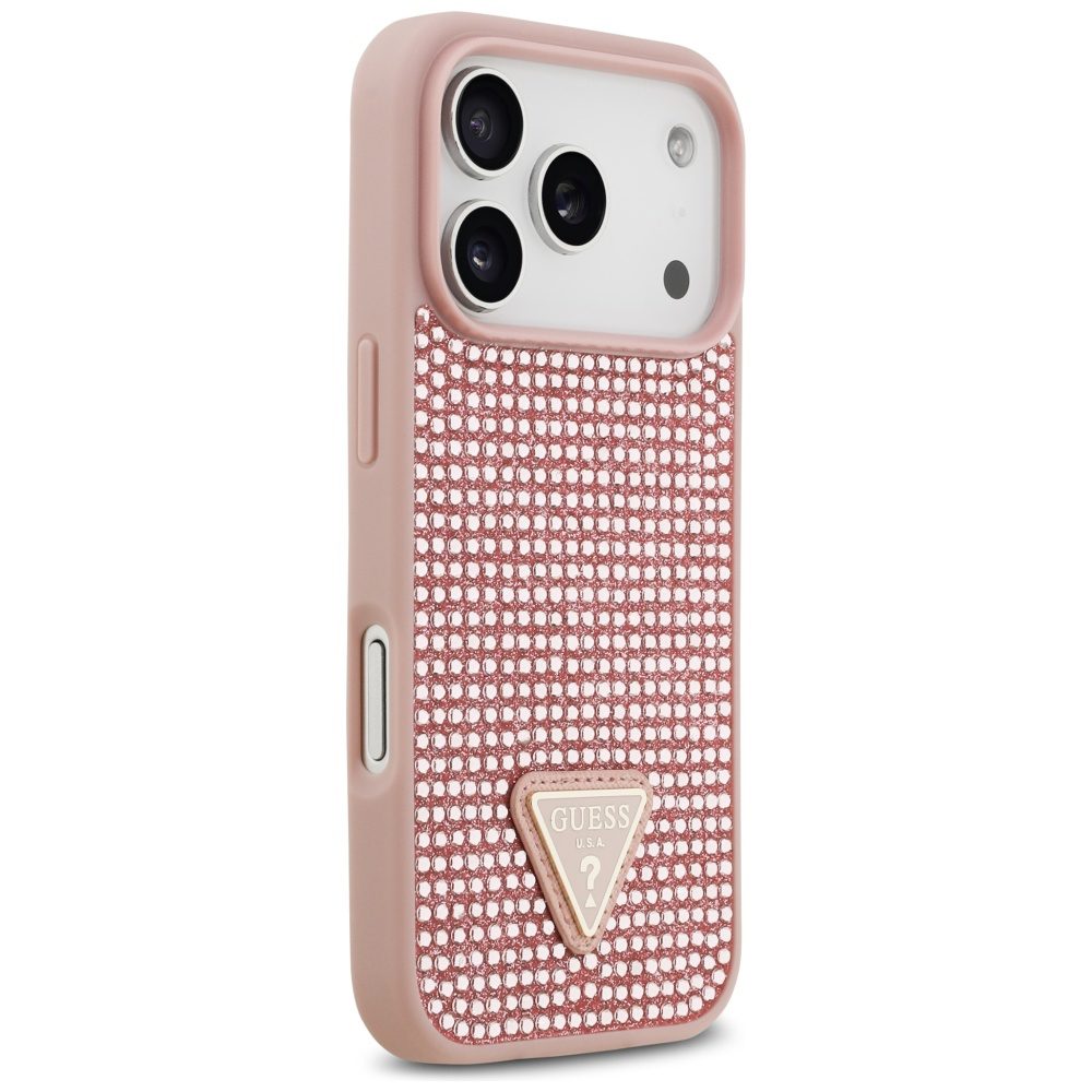 200893_4 Guess Rhinestone Triangle Logo iPhone 17 Pro Case - Pinkeng