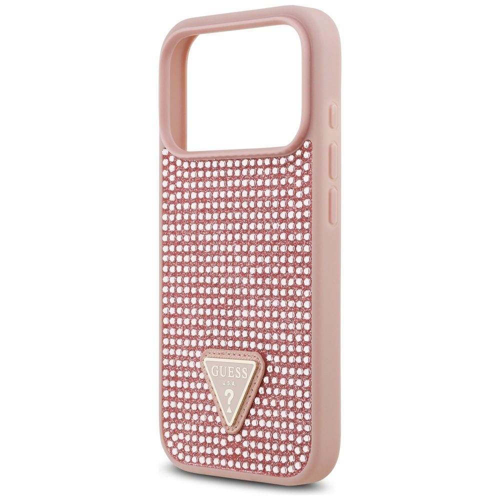 200893_6 Guess Rhinestone Triangle Logo iPhone 17 Pro Case - Pinkeng