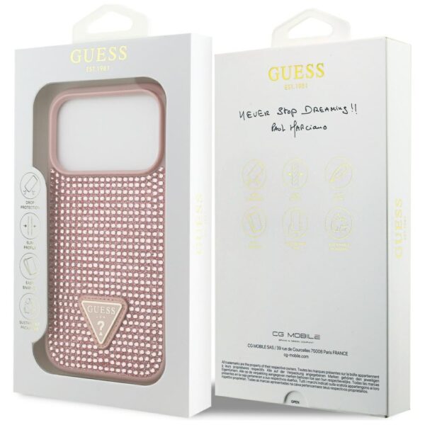 200893_8 Guess Rhinestone Triangle Logo iPhone 17 Pro Case - Pinkeng