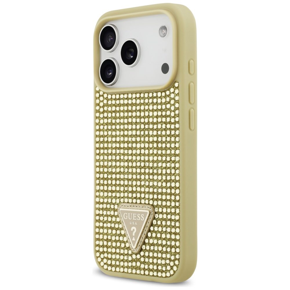 200894_2 Guess Rhinestone Triangle Logo iPhone 17 Pro Case - Goldeng