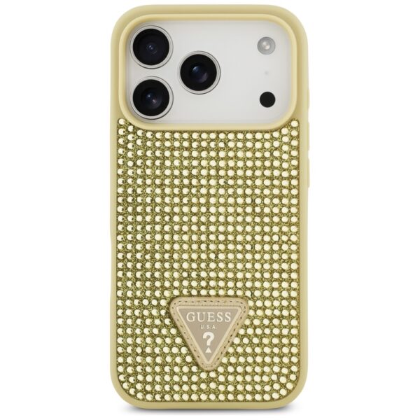 200894_3 Guess Rhinestone Triangle Logo iPhone 17 Pro Case - Goldeng