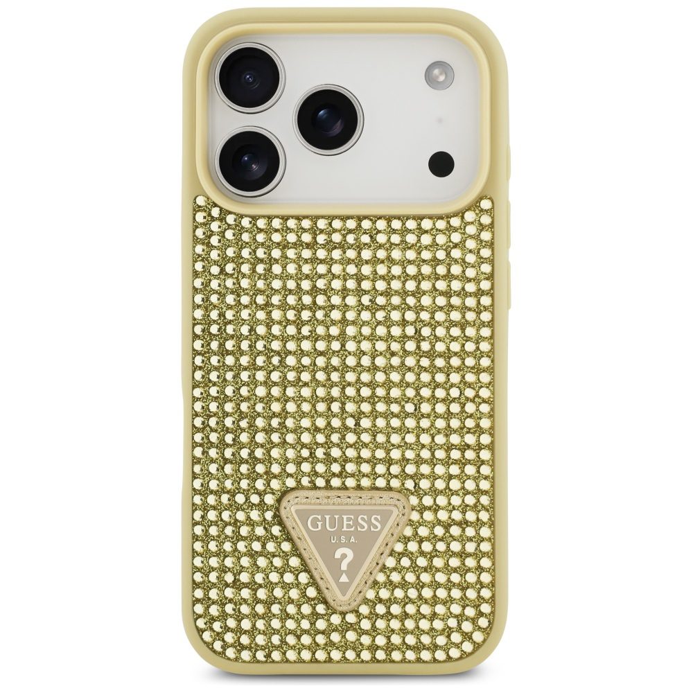 200894_3 Guess Rhinestone Triangle Logo iPhone 17 Pro Case - Goldeng