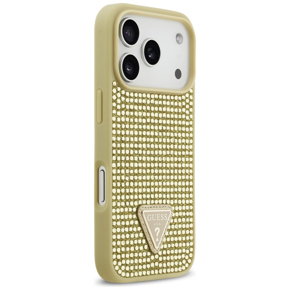 200894_4 Guess Rhinestone Triangle Logo iPhone 17 Pro Case - Goldeng