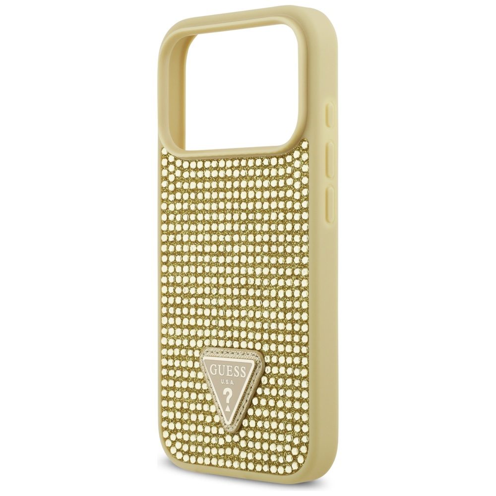 200894_6 Guess Rhinestone Triangle Logo iPhone 17 Pro Case - Goldeng
