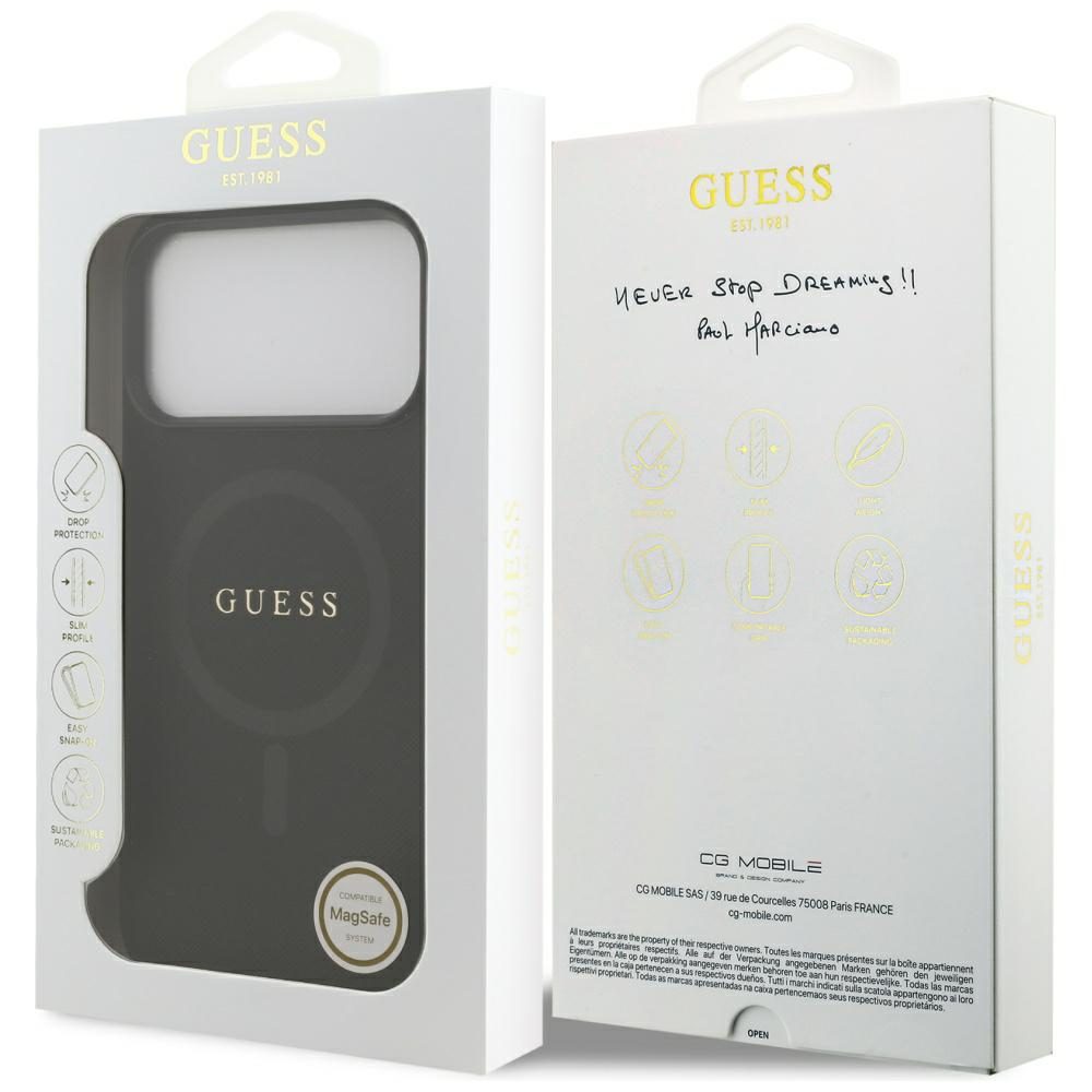 200897_8 Guess Saffiano Classic Logo MagSafe Case for iPhone 17 Pro Max - Blackeng