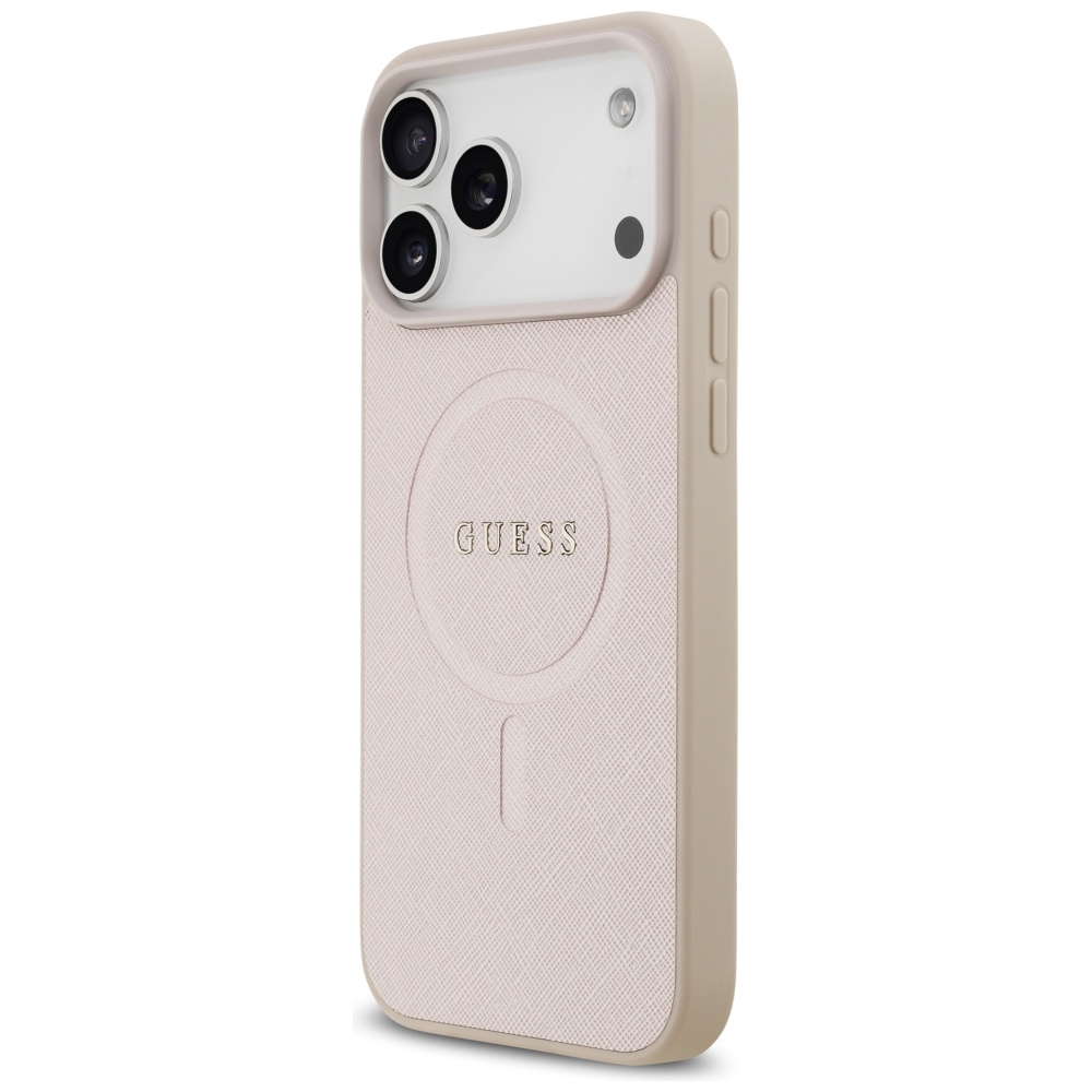 Guess Saffiano Classic Logo MagSafe Case for iPhone 17 Pro Max - Pinkeng