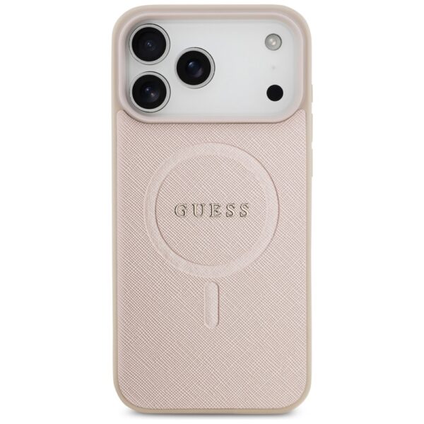 Guess Saffiano Classic Logo MagSafe Case for iPhone 17 Pro Max - Pinkeng